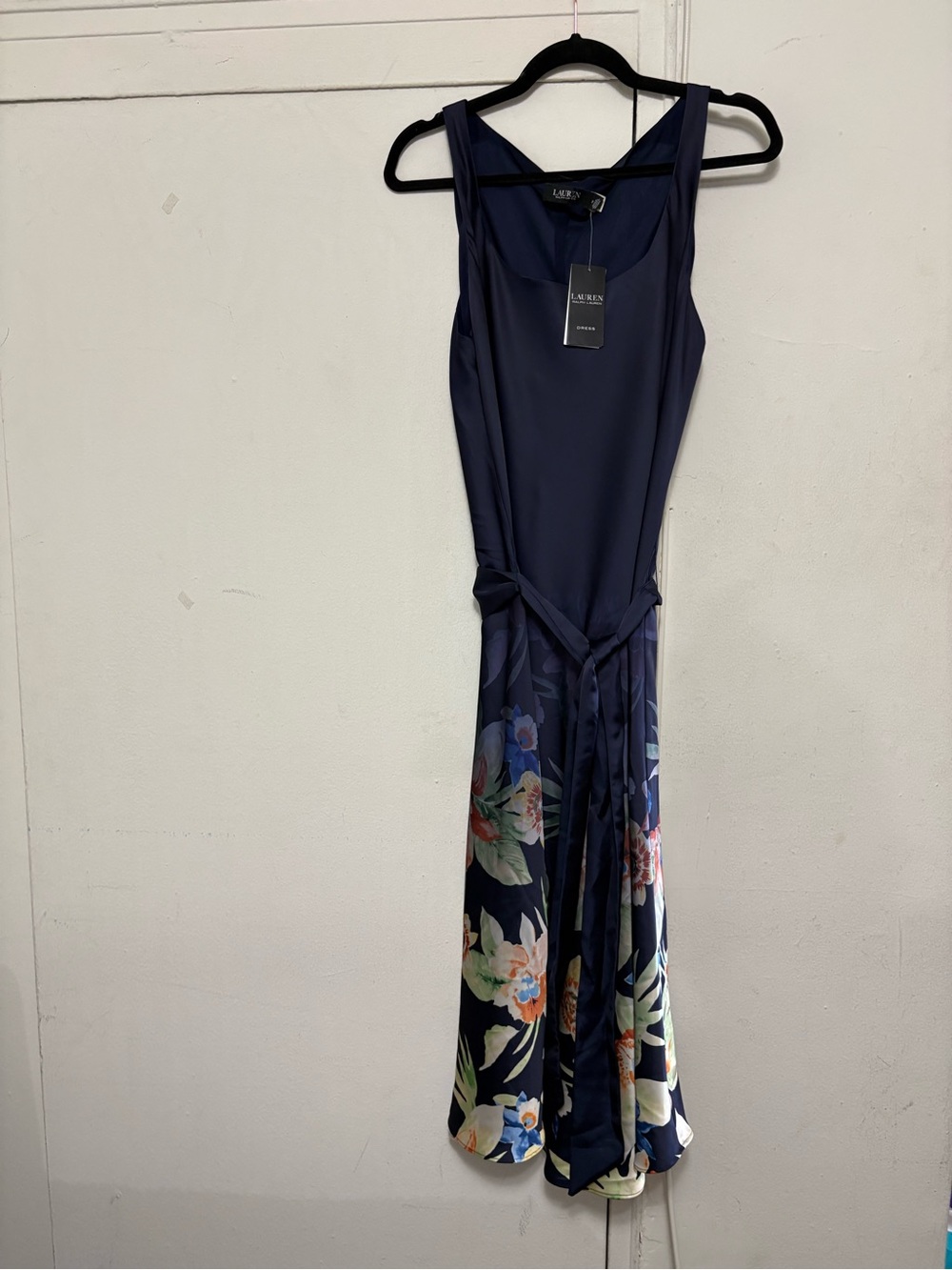 NWT LAUREN Ralph Lauren Navy Floral Sleeveless Dress